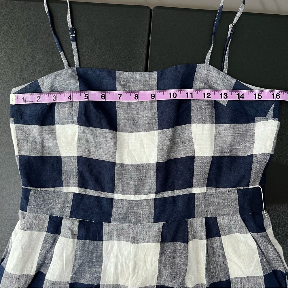 J. Crew 100% Linen Gingham Beauchamps Jumpsuit Size 4 - Picture 10 of 11